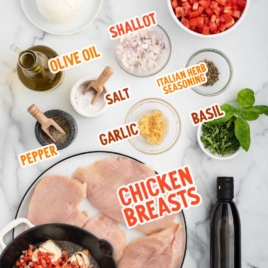 Bruschetta Chicken raw ingredients that are labeled