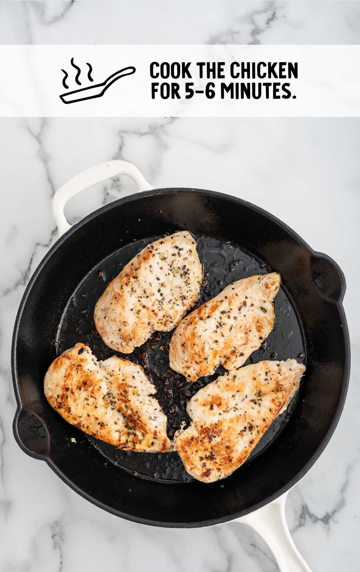 seasoned chicken cooked on a skillet