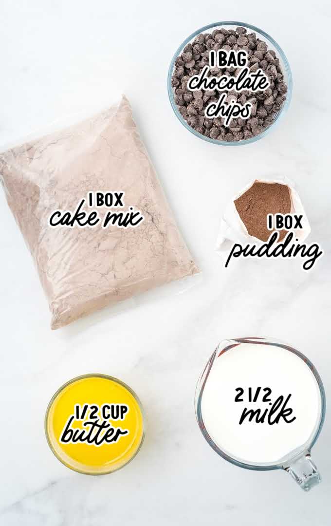 chocolate dump cake raw ingredients that are labeled