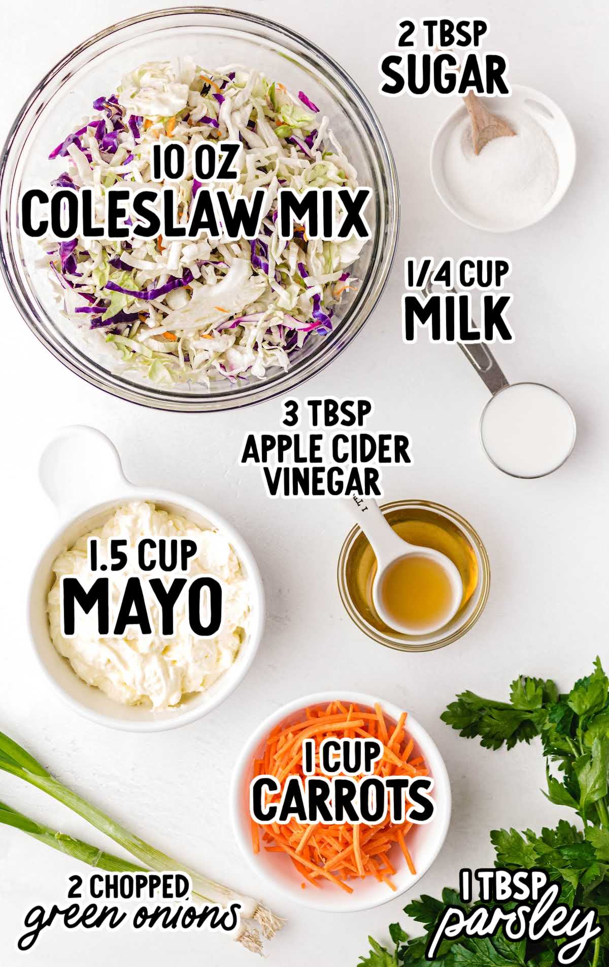 classic coleslaw raw ingredients that are labeled