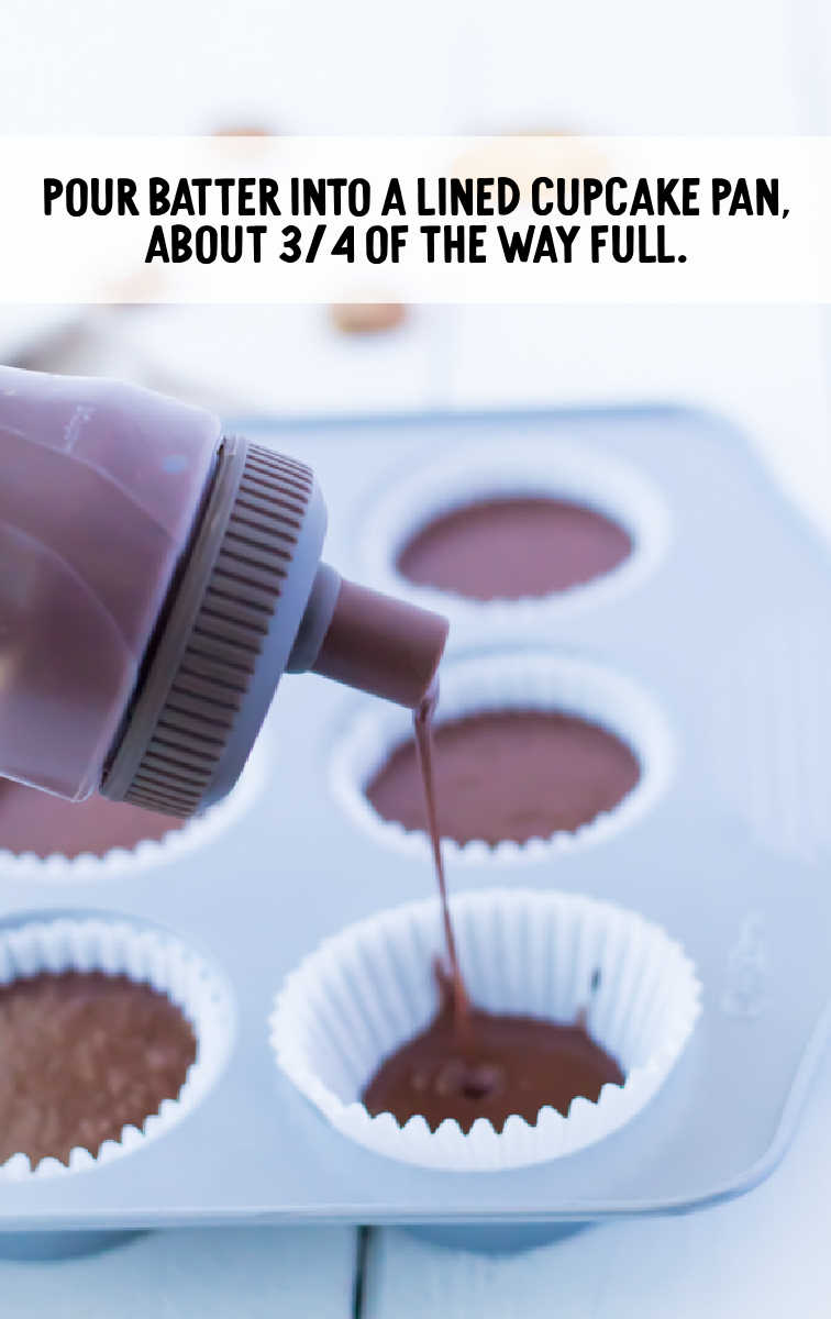 cupcake pan being filled with batter