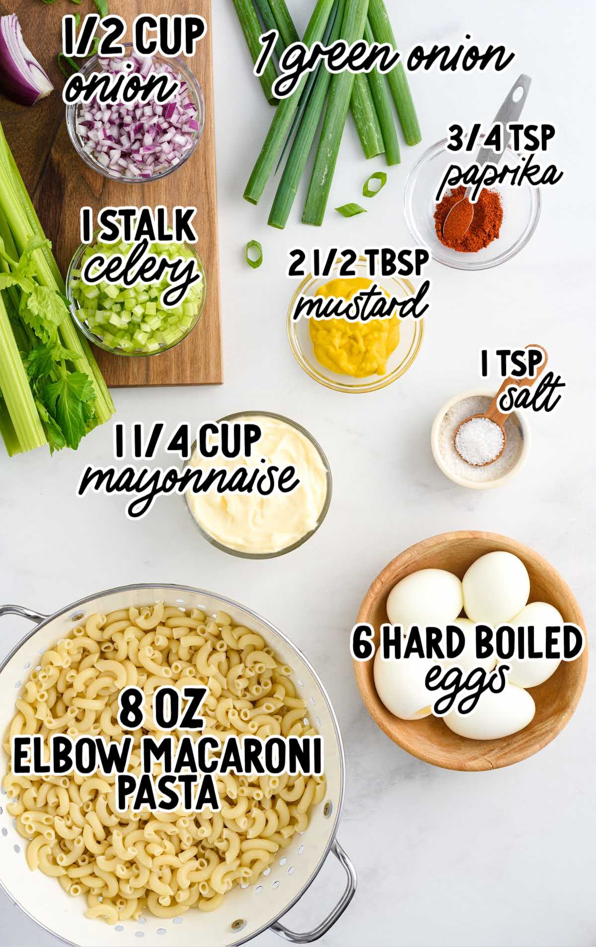 egg pasta salad raw ingredients that are labeled