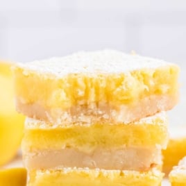 Lemon Bars stacked on top of each other