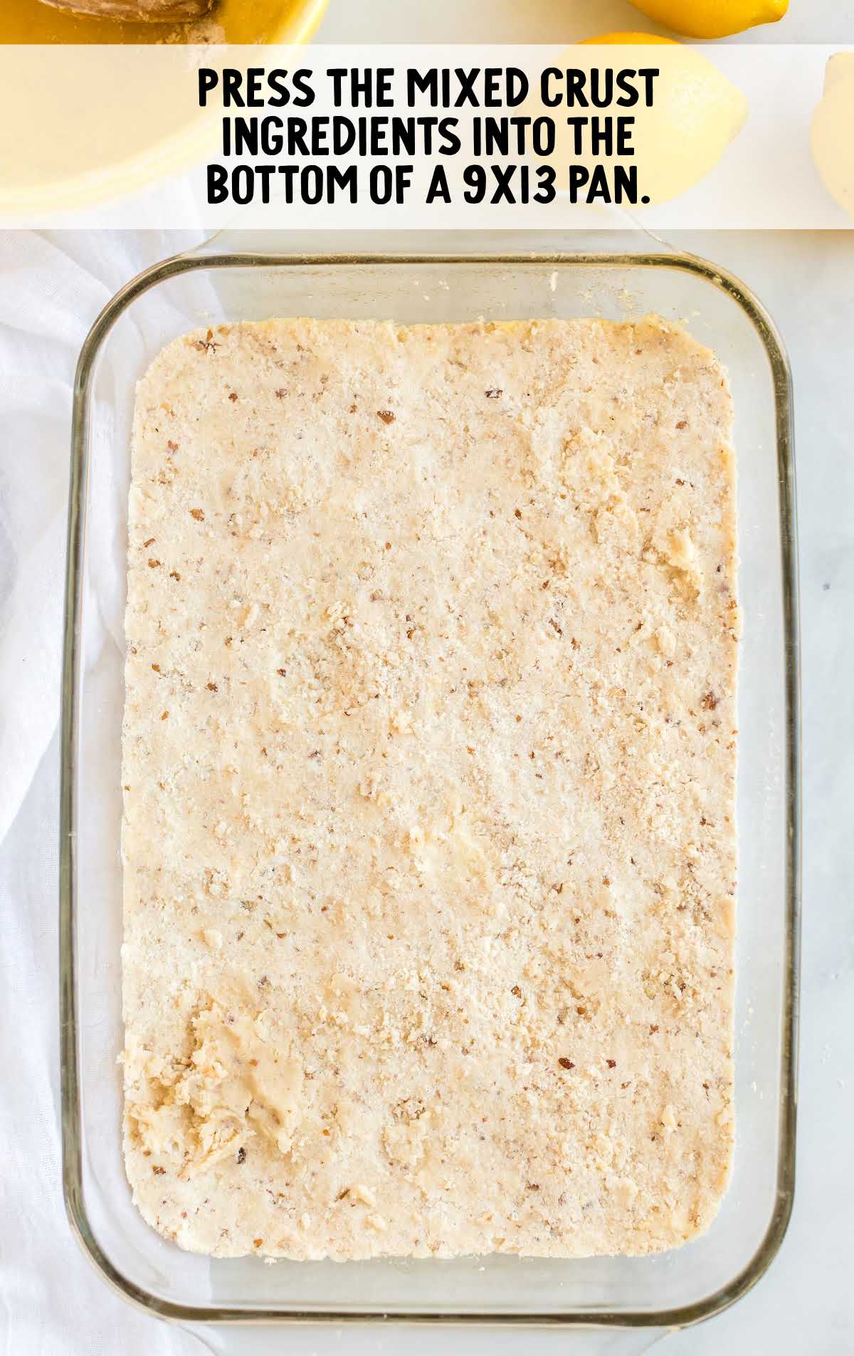 crust ingredients pressed into the bottom of the pan