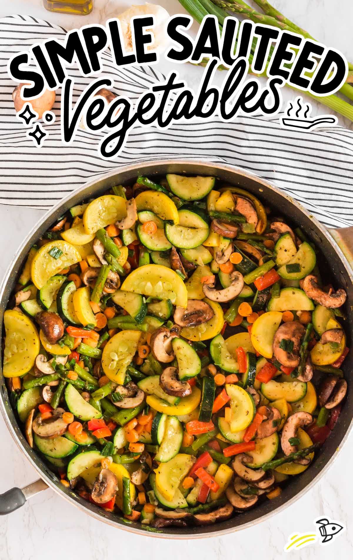 overhead shot of Sauteed Vegetables on a pan