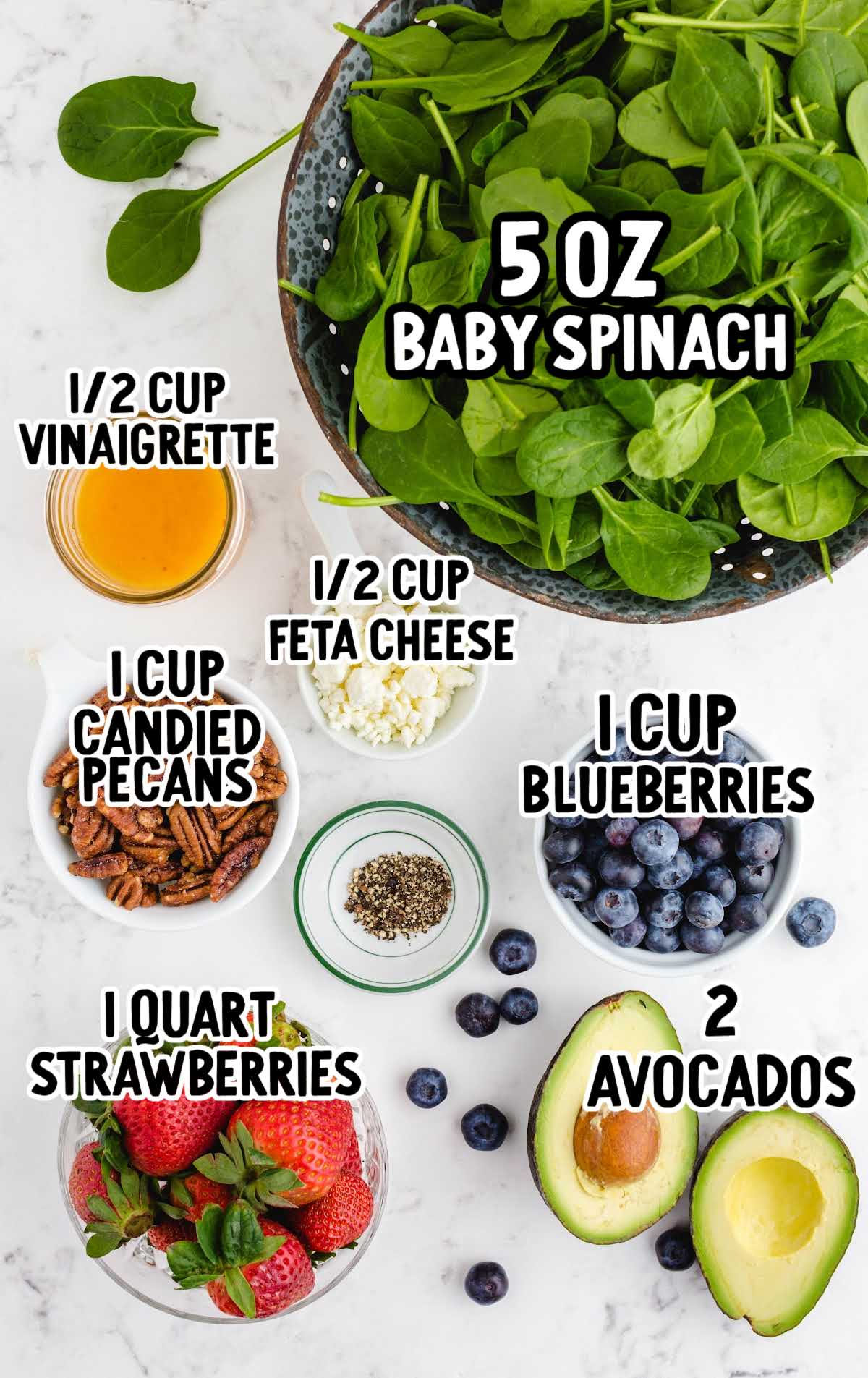 strawberry spinach salad raw ingredients that are labeled