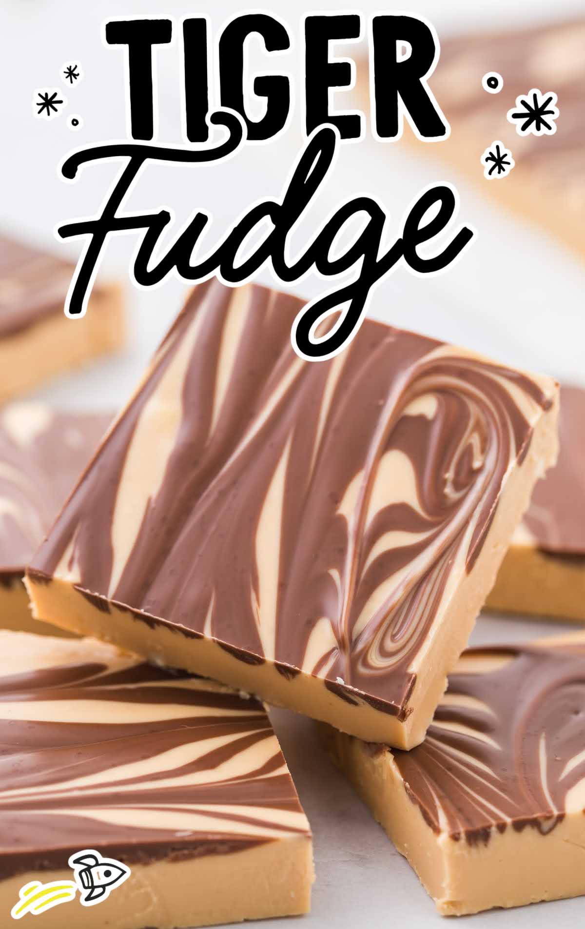 close up shot of tiger fudge layered on a plate