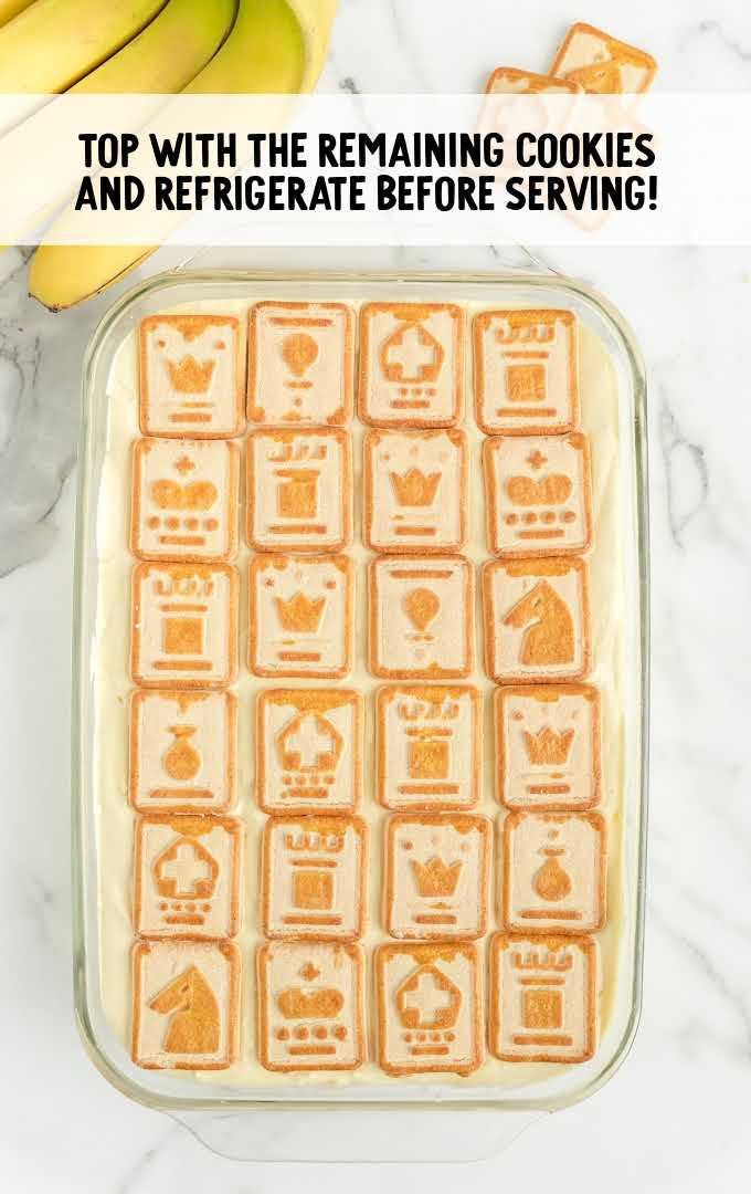 chessmen banana pudding process shot of dish completed in a baking pan