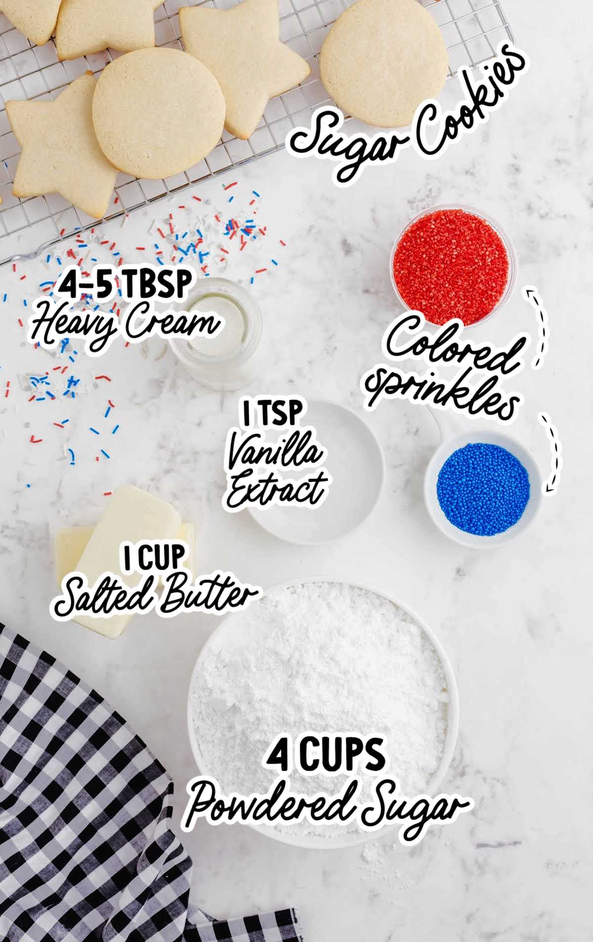 4th of July sugar cookies raw ingredients that are labeled