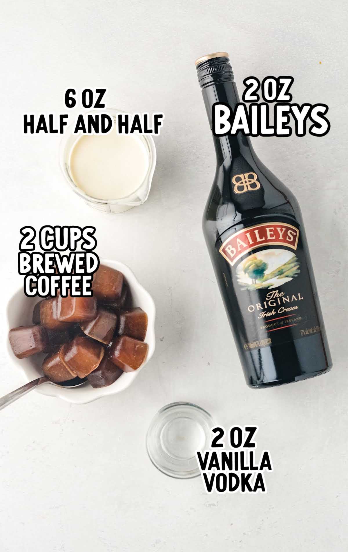 Bailey's and Coffee Ice Cubes raw ingredients that are labeled