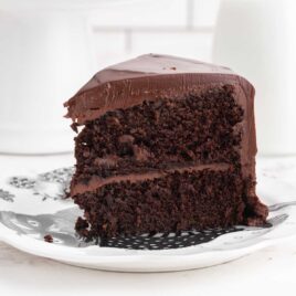 a slice of chocolate cake on a plate