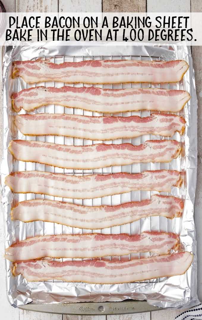 uncooked bacon on a tin pan