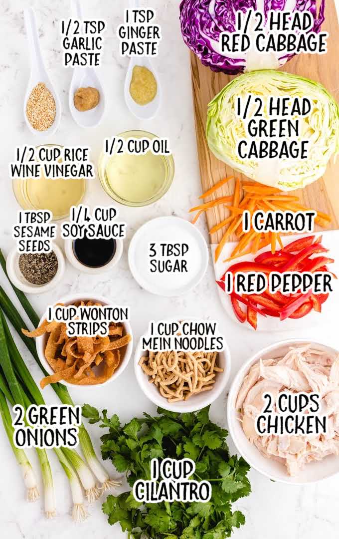 Chinese chicken salad raw ingredients that are labeled