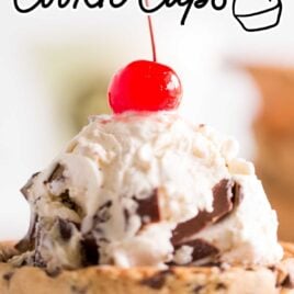 a close up shot of a Chocolate Chip Cookie Cup
