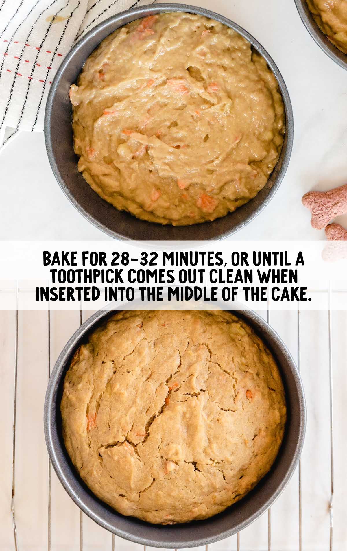 before and after cake is baked
