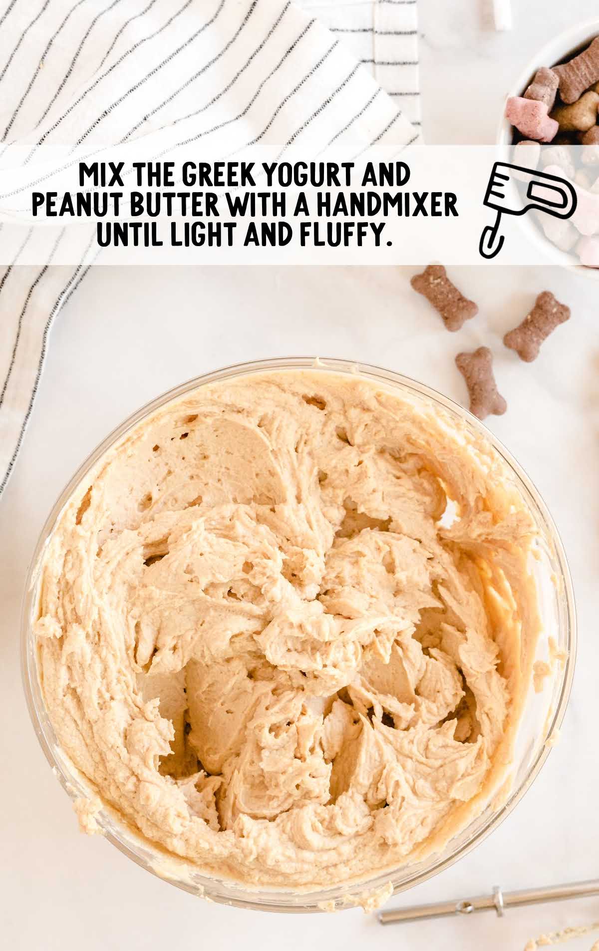 greek yogurt and peanut butter mixed together in a bowl