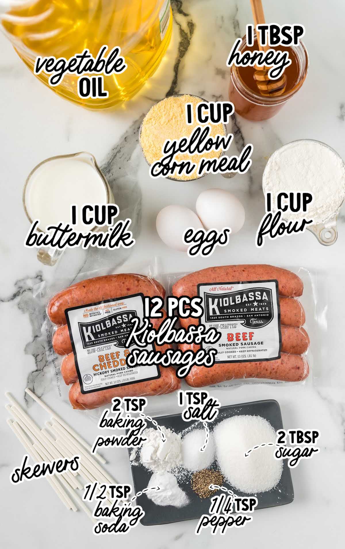 Homemade Corn Dogs raw ingredients that are labeled