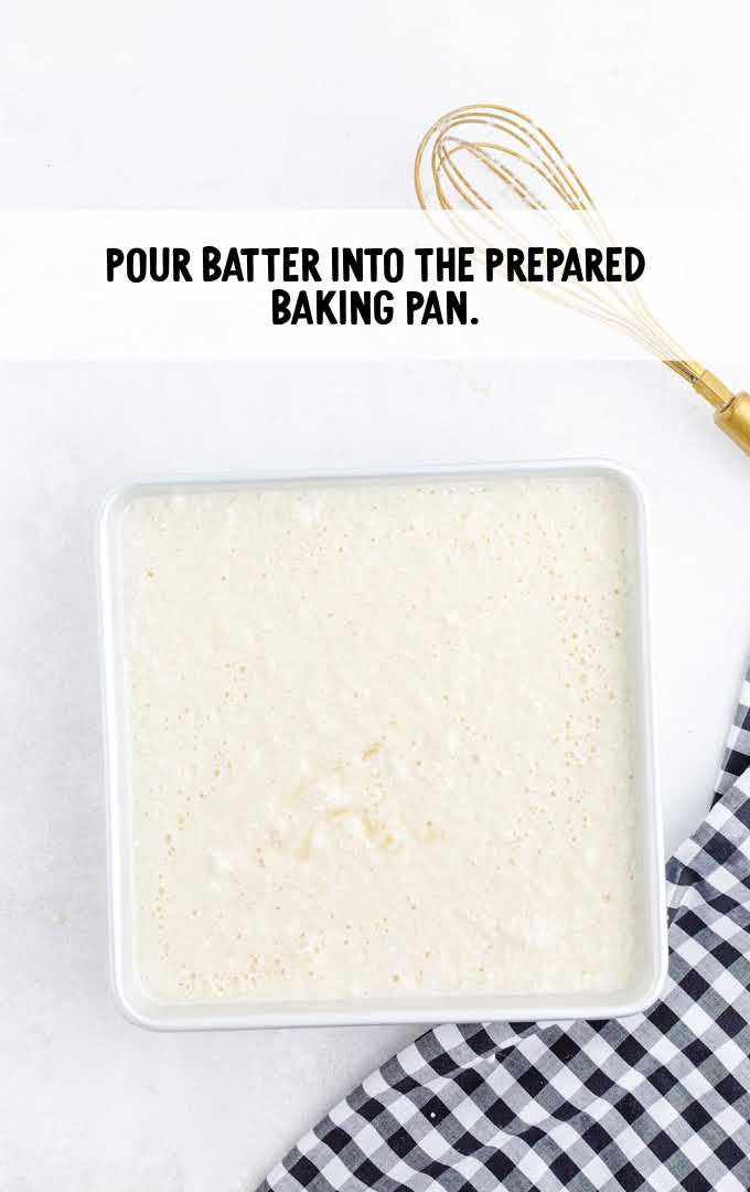 magic custard cake process shot of batter in a baking pan