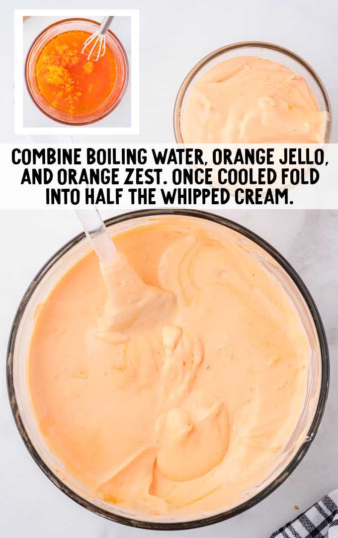 boiling water, orange jello, and orange zest combined 