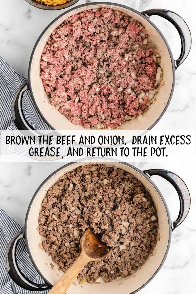 brown beef and onions 