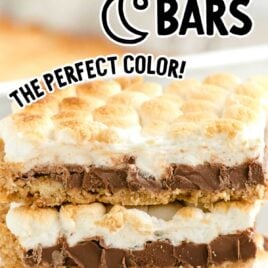 close up shot Smores Bars stacked on top of each other