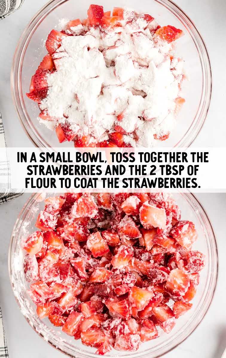 strawberry bread process shot of ingredients being mixed together in a bowl