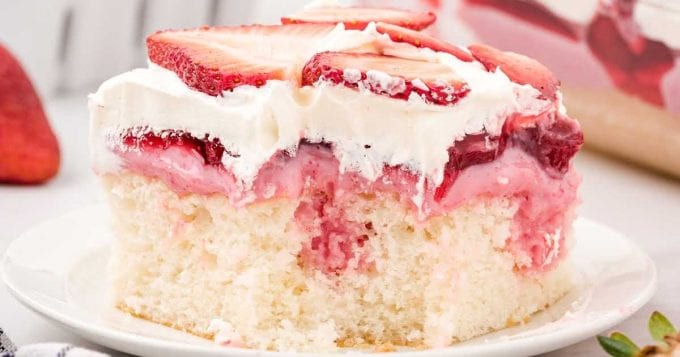 Strawberry Poke Cake - Spaceships and Laser Beams