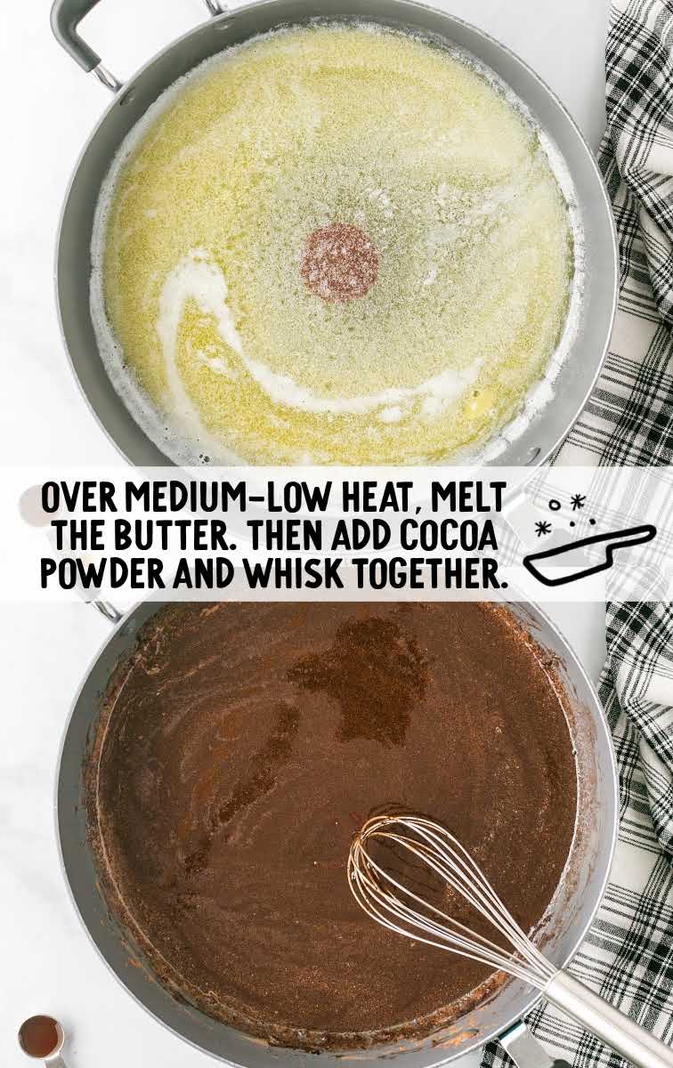 melted butter and cocoa powder whisked together in a pot