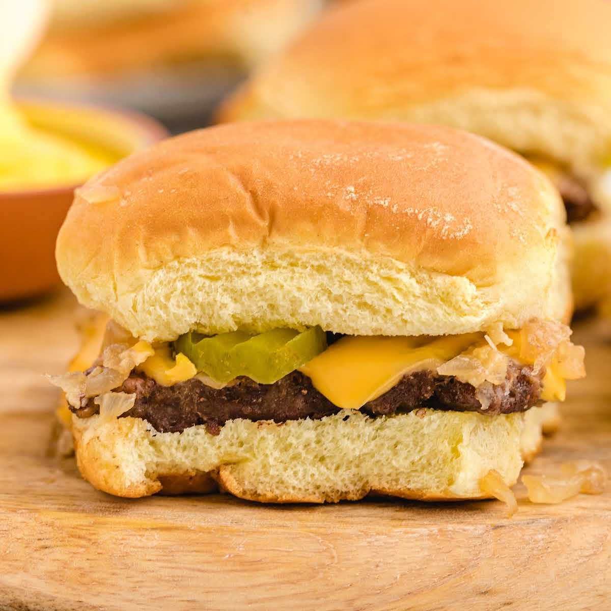 close up shot of a White Castle Slider