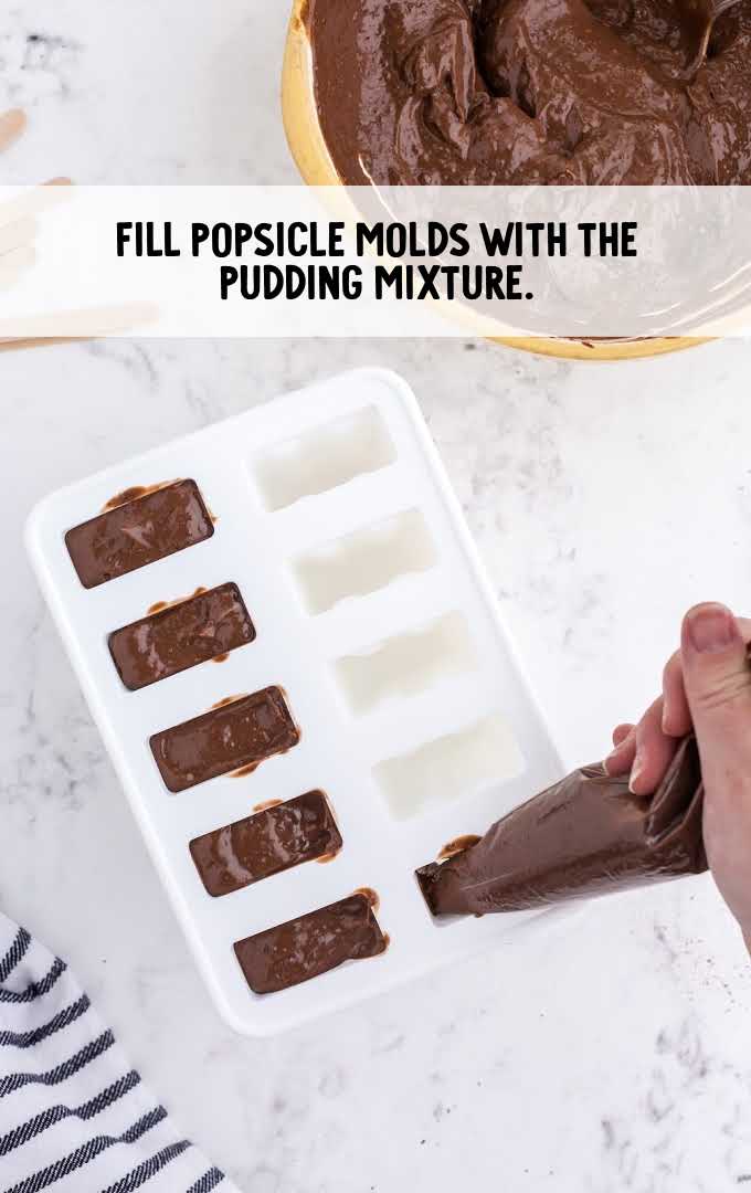 molds being filled with pudding mixture