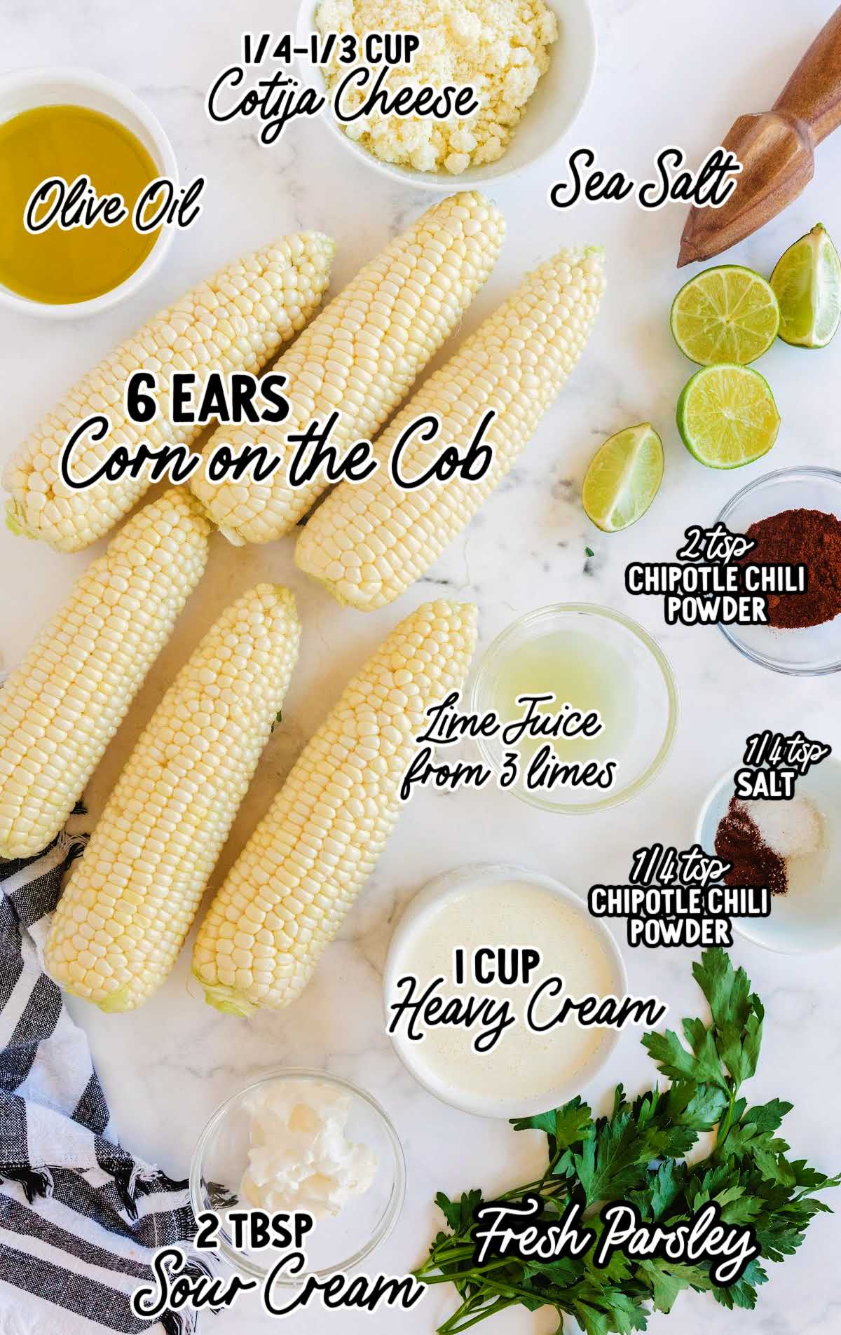Mexican Corn on the Cob raw ingredients that are labeled