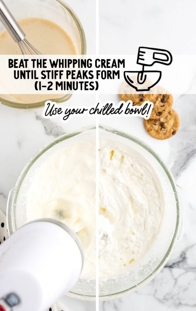 whipping cream blended in a bowl