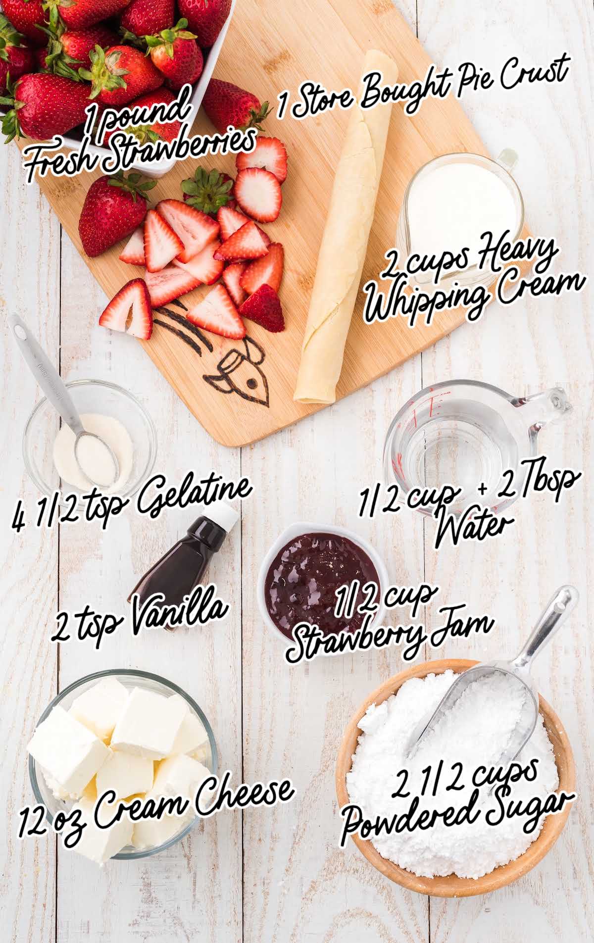 strawberry cream cheese pie raw ingredients that are labeled