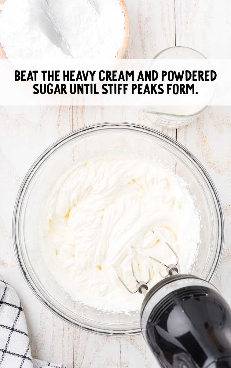 heavy cream and powdered sugar combined until stiff peaks form