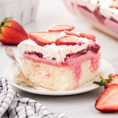 Strawberry Poke Cake - Spaceships and Laser Beams