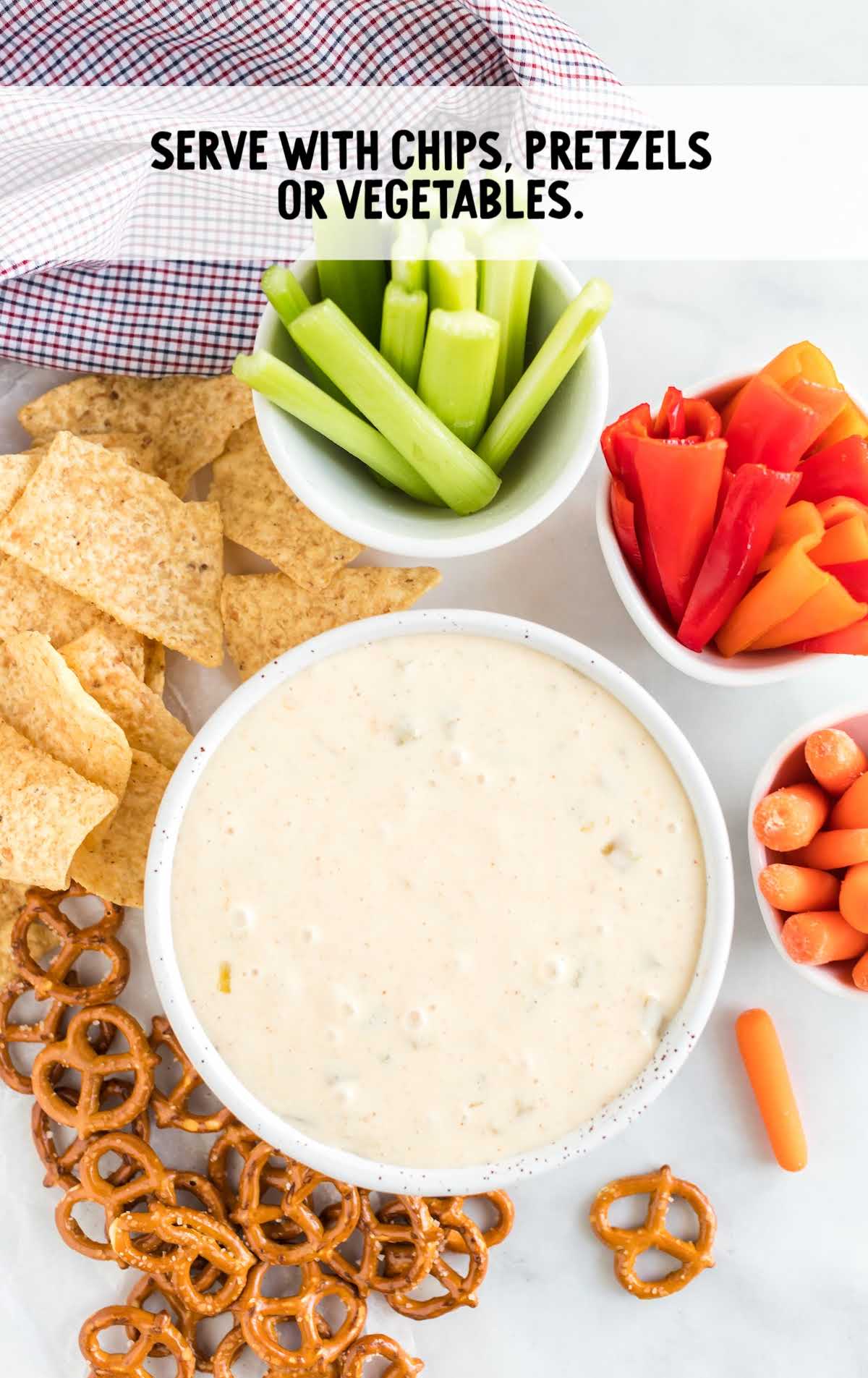 bowl of dip with dipping sides