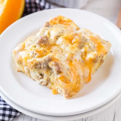 Biscuits and Gravy Breakfast Casserole - Spaceships and Laser Beams