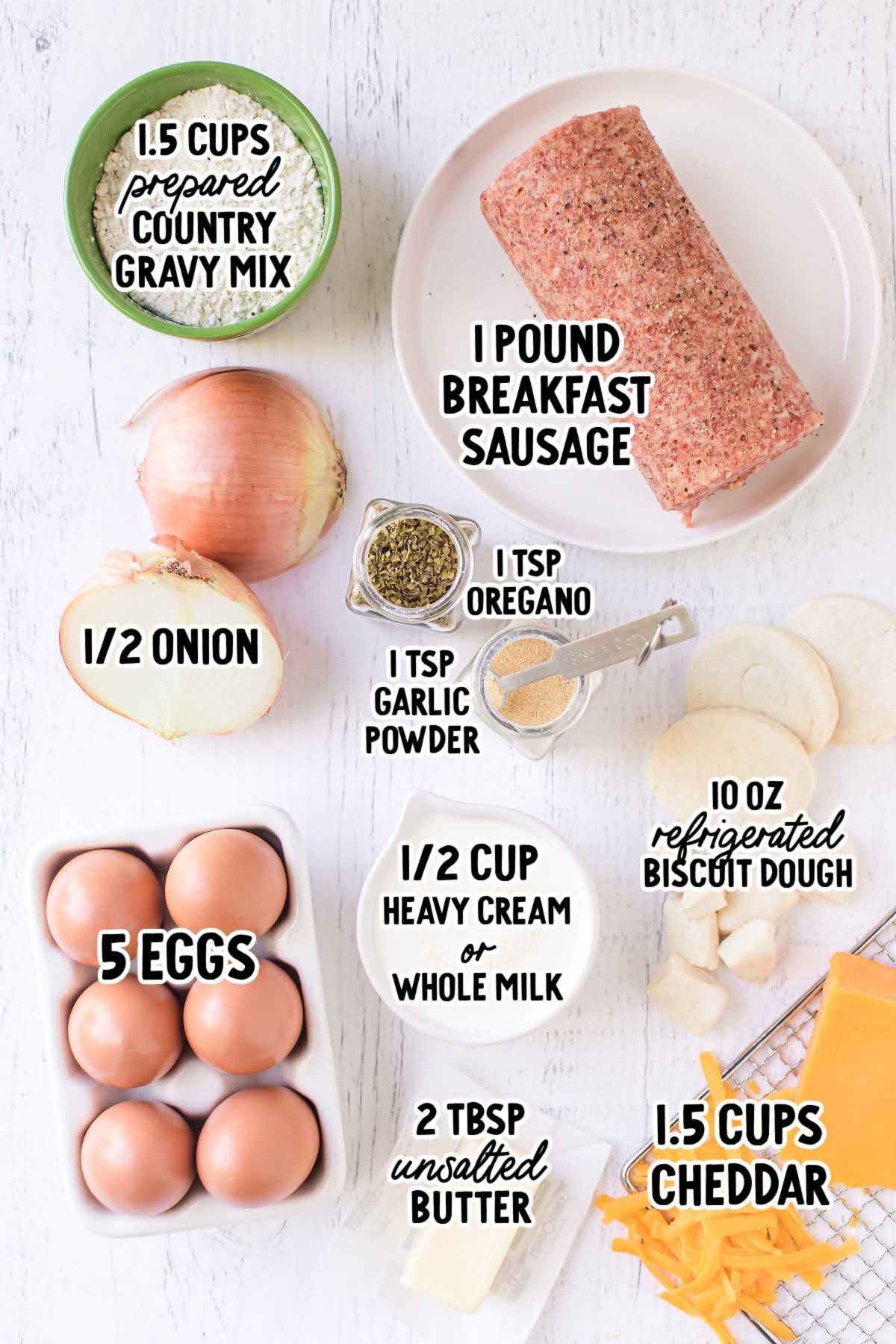 biscuits and gravy breakfast casserole raw ingredients that are labeled