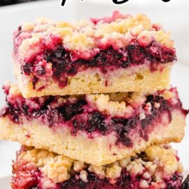 slices of Blackberry Pie Bars stacked on top of each other
