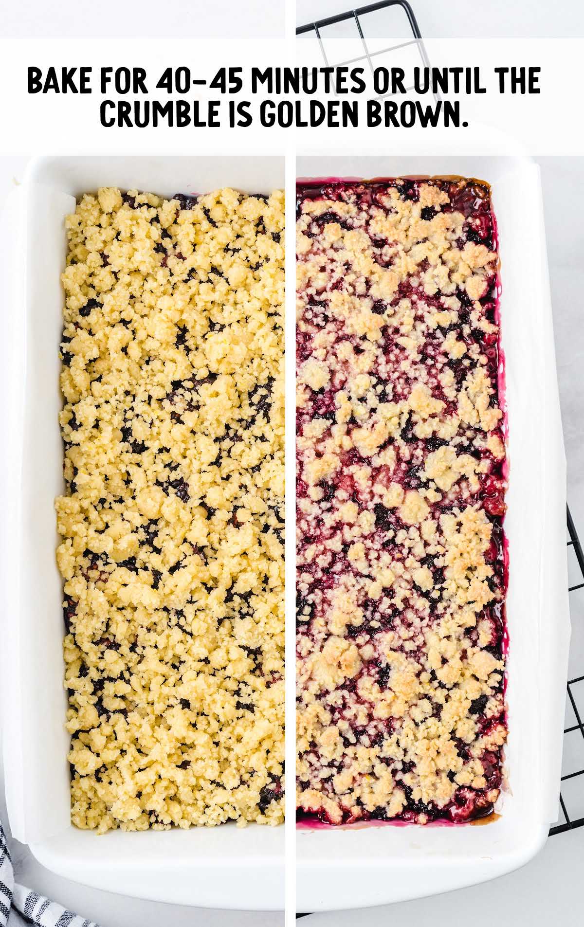 Blackberry Pie Bars process shot of bars being cooked until brown