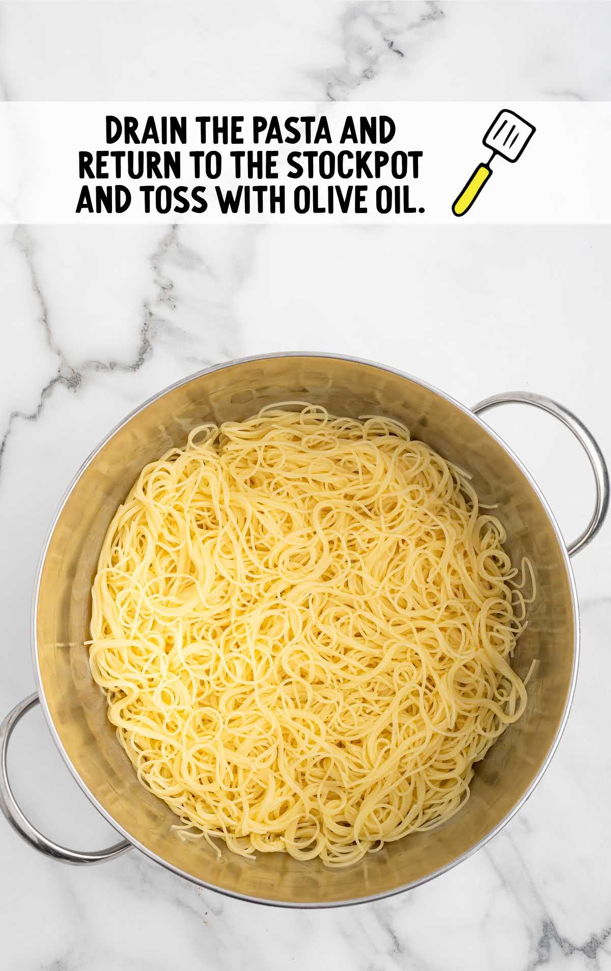 drained pasta in a pot