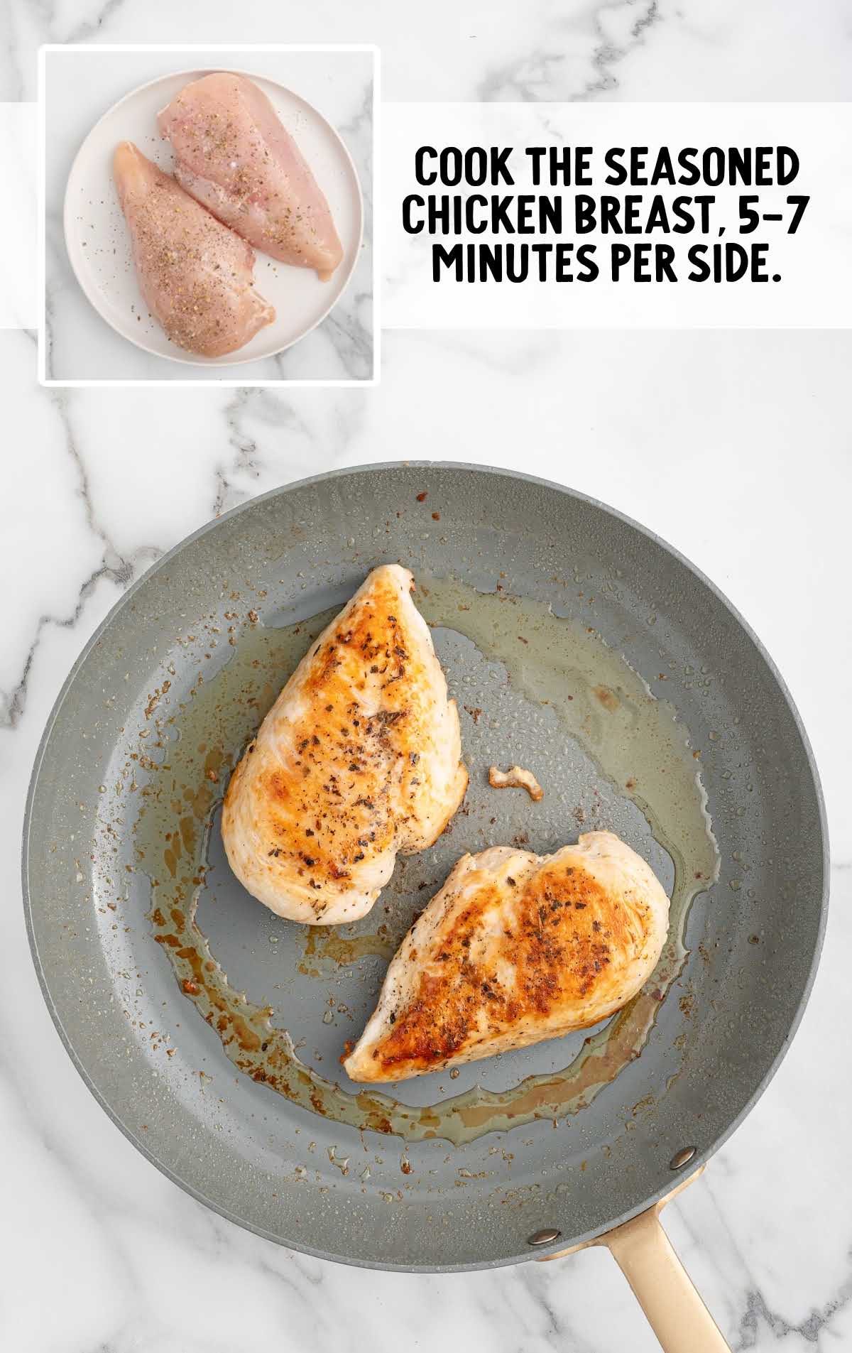 seasoned chicken breast cooked on a skillet