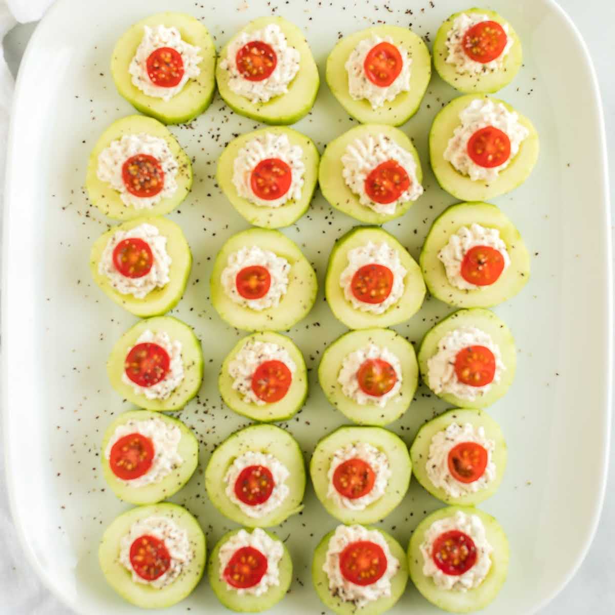 overhead shot of Cucumber Bites