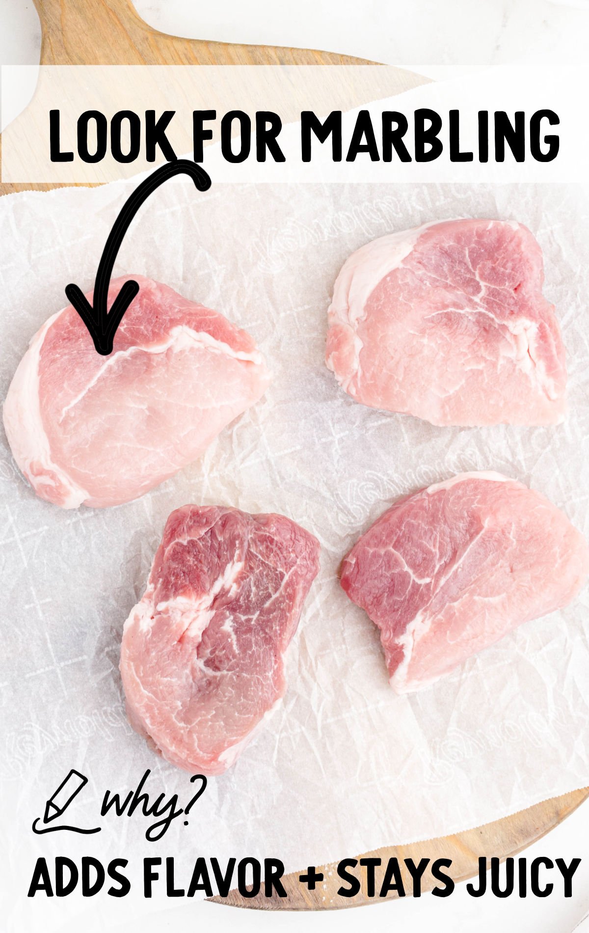 Four boneless pork chops