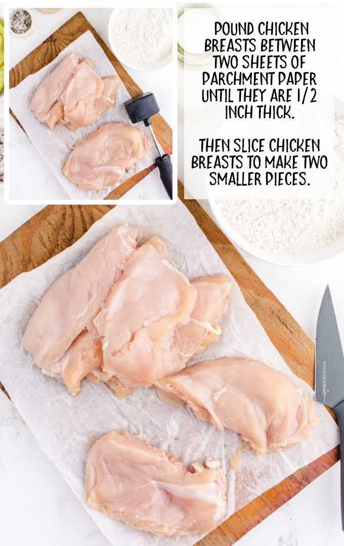 chicken pounded and sliced