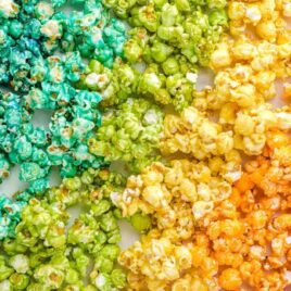 close up shot of a bunch of rainbow popcorn