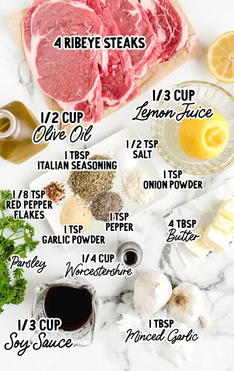 Steak marinade raw ingredients that are labeled