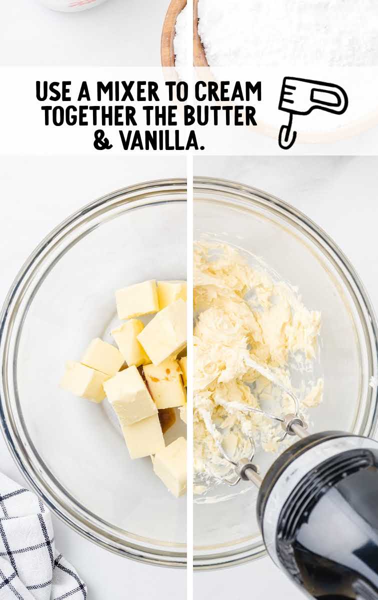 blend together the butter and vanilla