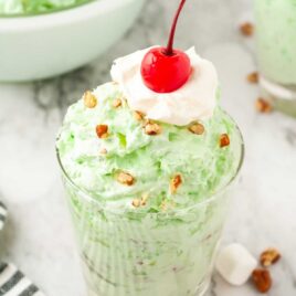 a close up shot of Watergate Salad in a cup