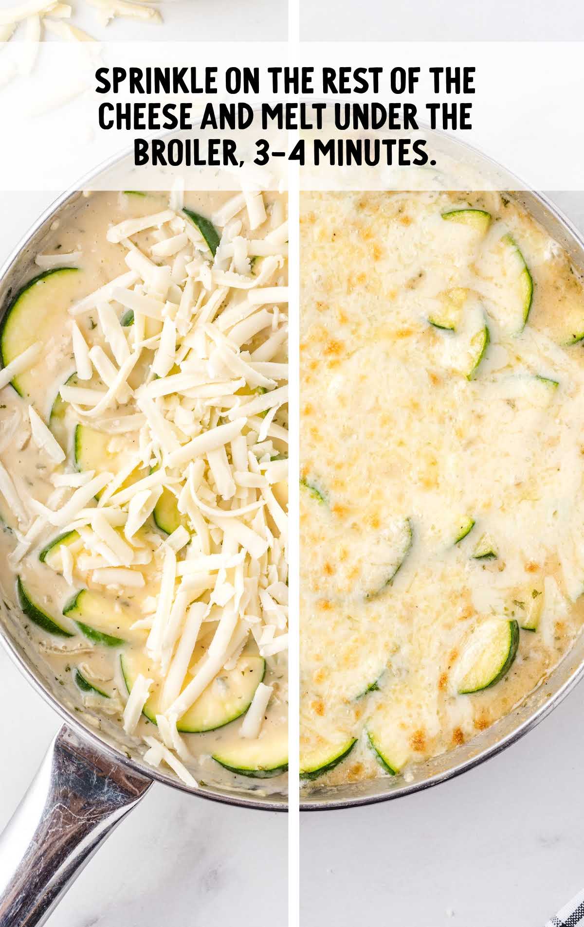 zucchini gratin process shot of ingredients being cooked in a skillet